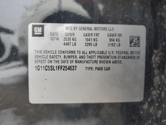 1G11C5SL1FF254637 - 2015 CHEVROLET MALIBU 1LT BLACK photo 12