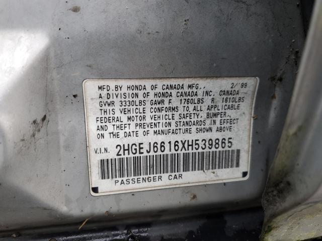 2HGEJ6616XH539865 - 1999 HONDA CIVIC BASE Gümüş foto 12
