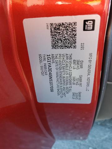 1G1YA3D45N5107059 - 2022 CHEVROLET CORVETTE STINGRAY 1LT RED photo 12