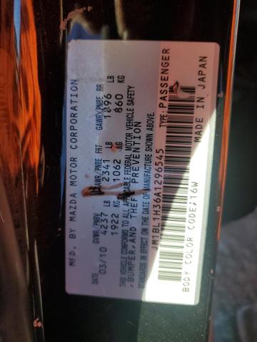 JM1BL1H36A1296545 - 2010 MAZDA SPEED 3 შავი ფოტო 12