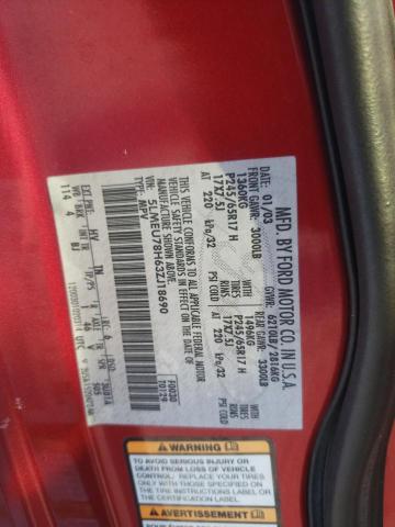 5LMEU78H63ZJ18690 - 2003 LINCOLN AVIATOR წითელი ფოტო 13