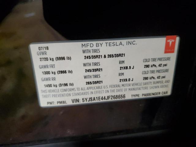 5YJSA1E44JF268656 - 2018 TESLA MODEL S Qara foto 12