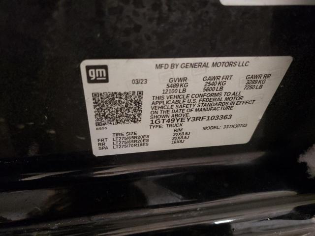 1GT49YEY3RF103363 - 2024 GMC 3500 K3500 DENALI ULTIMATE BLACK photo 12