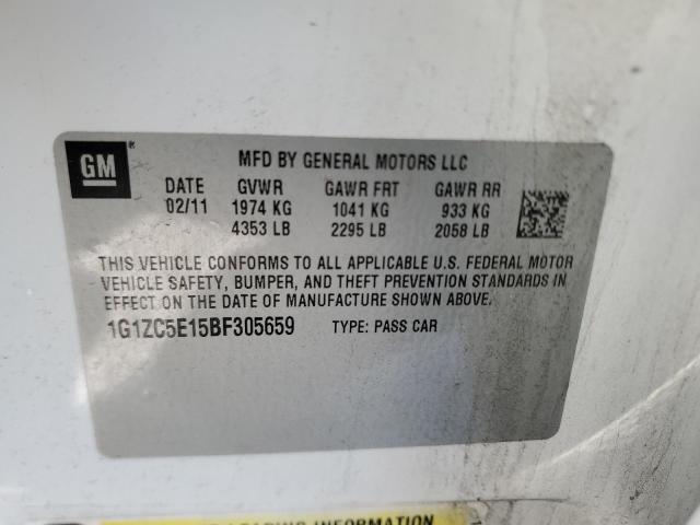 1G1ZC5E15BF305659 - 2011 CHEVROLET MALIBU 1LT WHITE photo 13