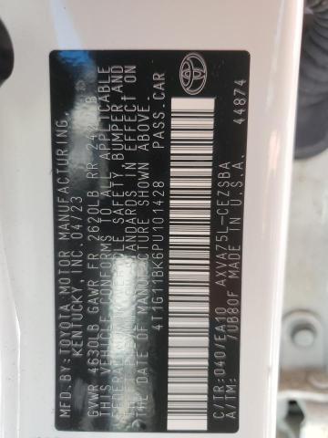 4T1G11BK6PU101428 - 2023 TOYOTA CAMRY SE NIGHT SHADE WHITE photo 13