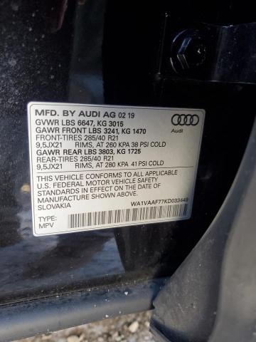 WA1VAAF77KD033449 - 2019 AUDI Q7 PRESTIGE 黑色 照片 12