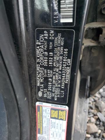 KNADN4A32D6280166 - 2013 KIA RIO EX BLACK photo 12