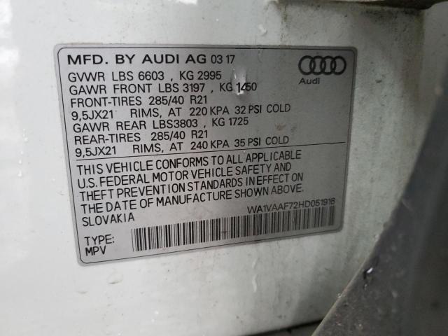 WA1VAAF72HD051916 - 2017 AUDI Q7 PRESTIGE 白色 照片 13