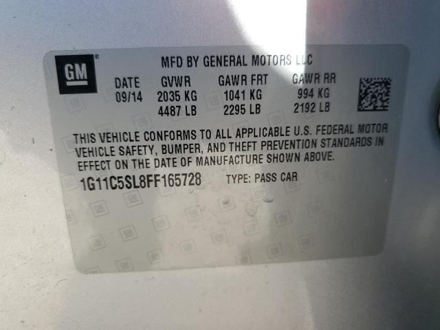 1G11C5SL8FF165728 - 2015 CHEVROLET MALIBU 1LT SILVER photo 12