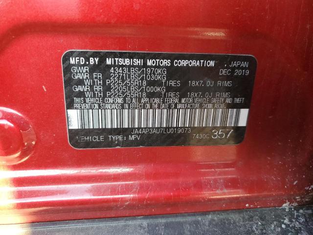 JA4AP3AU7LU019073 - 2020 MITSUBISHI OUTLANDER ES 勃艮第红 照片 13