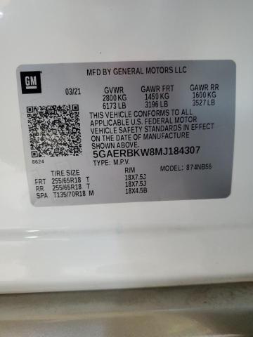 5GAERBKW8MJ184307 - 2021 BUICK ENCLAVE ESSENCE 白色 照片 13