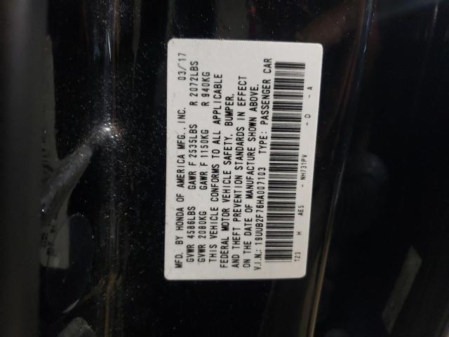 19UUB2F76HA007103 - 2017 ACURA TLX ADVANCE BLACK photo 12