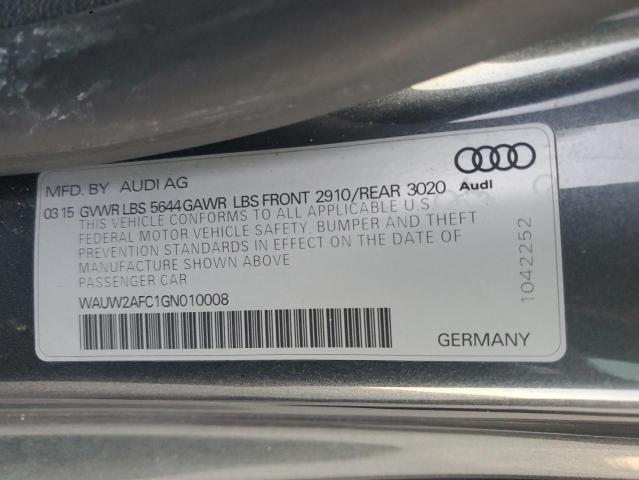 WAUW2AFC1GN010008 - 2016 AUDI S7 PRESTIGE GRAY photo 12