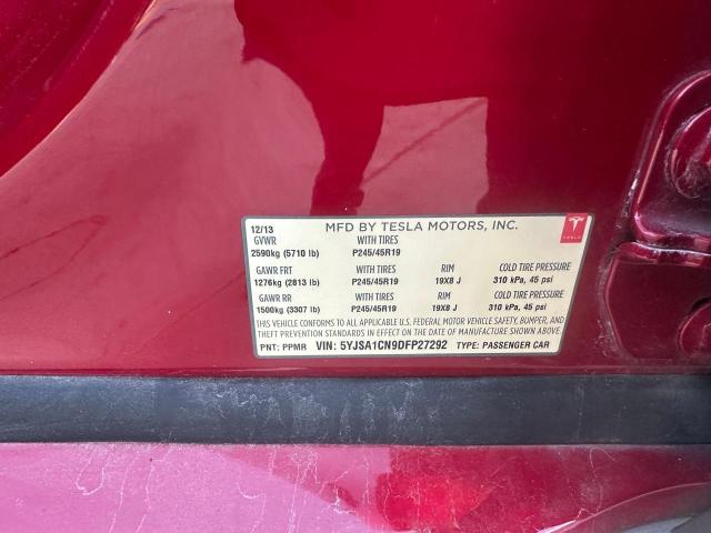 5YJSA1CN9DFP27292 - 2013 TESLA MODEL S Կարմիր լուսանկար 10