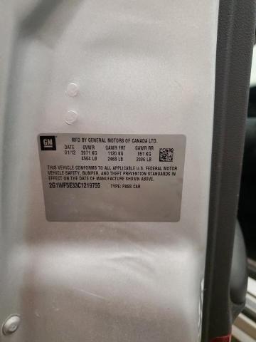 2G1WF5E33C1219755 - 2012 CHEVROLET IMPALA LS SILVER photo 12