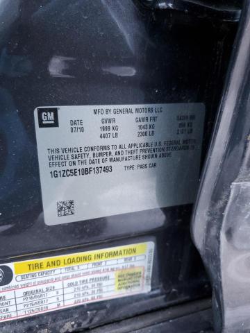 1G1ZC5E10BF137493 - 2011 CHEVROLET MALIBU 1LT Сұр фото 12