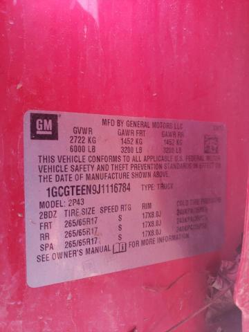 1GCGTEEN9J1116784 - 2018 CHEVROLET COLORADO ZR2 RED photo 12
