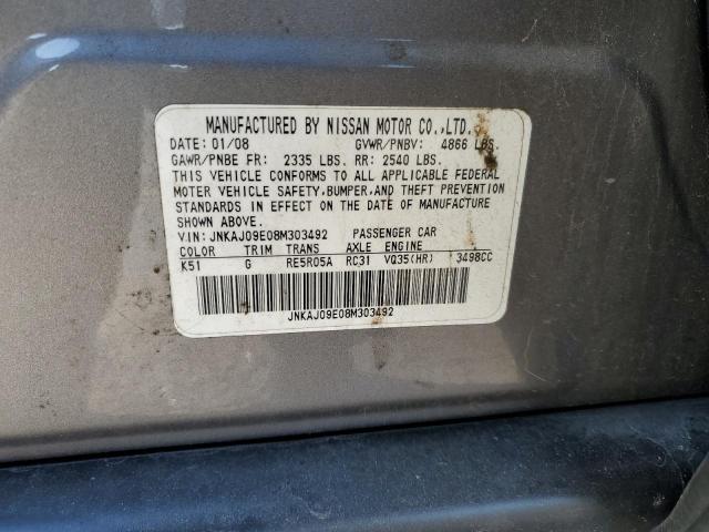JNKAJ09E08M303492 - 2008 INFINITI EX35 BASE 灰色 照片 13
