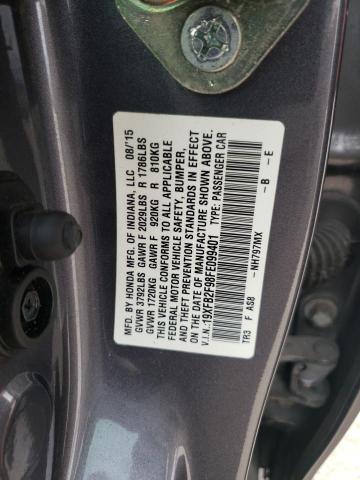 19XFB2F98FE099401 - 2015 HONDA CIVIC EXL ვერცხლისფერი ფოტო 12
