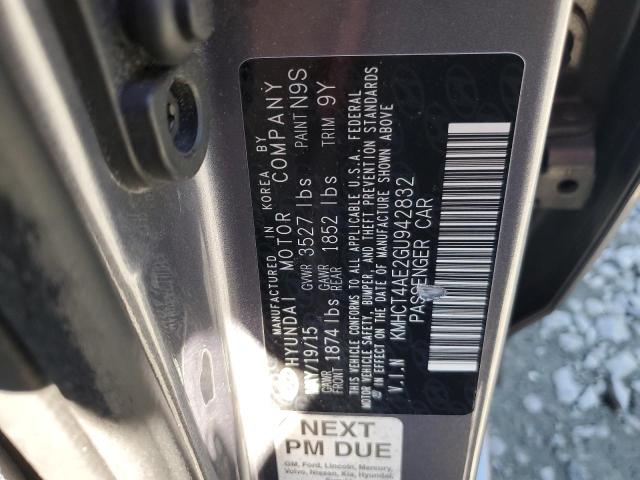 KMHCT4AE2GU942832 - 2016 HYUNDAI ACCENT SE GRAY photo 12