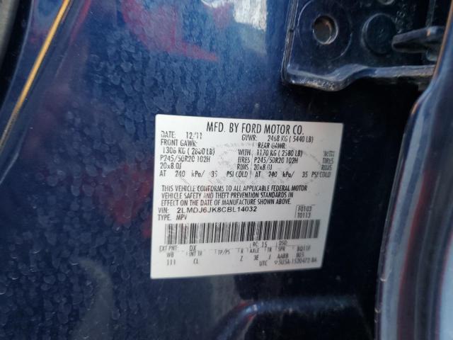 2LMDJ6JK8CBL14032 - 2012 LINCOLN MKX BLUE photo 13