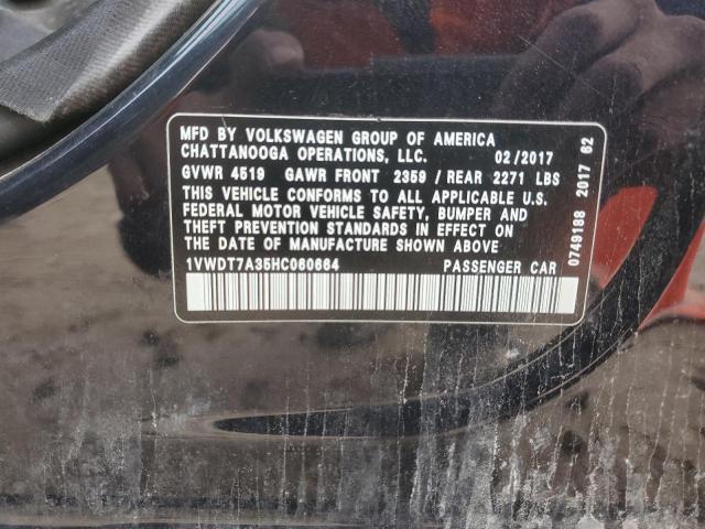 1VWDT7A35HC060664 - 2017 VOLKSWAGEN PASSAT R-LINE შავი ფოტო 13