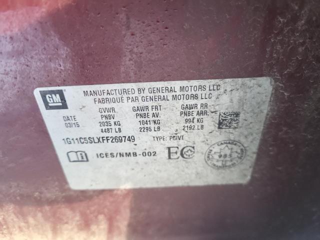 1G11C5SLXFF269749 - 2015 CHEVROLET MALIBU 1LT BURGUNDY photo 12