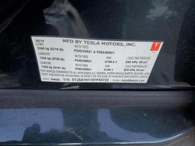 5YJSA1H11EFP43722 - 2014 TESLA MODEL S GREEN photo 12