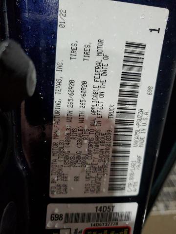 5TFNA5DB3NX010399 - 2022 TOYOTA TUNDRA CREWMAX PLATINUM ლურჯი ფოტო 12