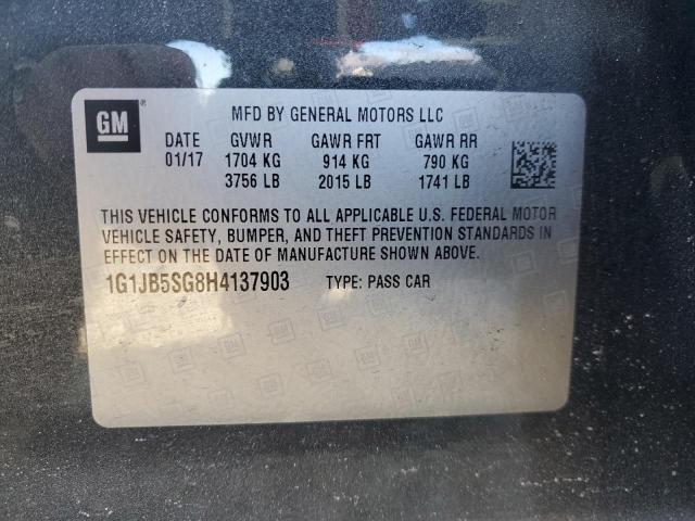 1G1JB5SG8H4137903 - 2017 CHEVROLET SONIC LS GRAY photo 12