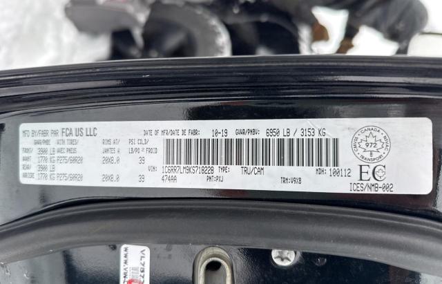 1C6RR7LM9KS718228 - 2019 RAM 1500 CLASS SLT შავი ფოტო 10