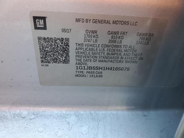 1G1JB5SH1H4165079 - 2017 CHEVROLET SONIC LS SILVER photo 12