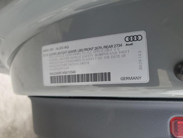 WAU24GF51KN010340 - 2019 AUDI S5 PRESTIGE 灰色 照片 12