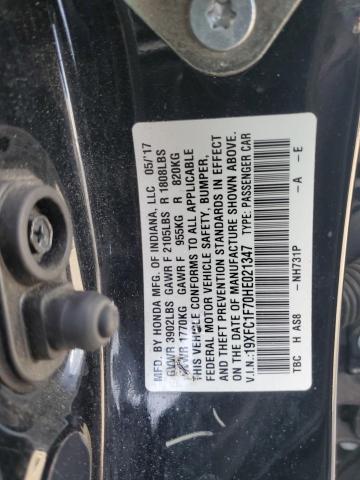 19XFC1F70HE021347 - 2017 HONDA CIVIC EXL შავი ფოტო 12