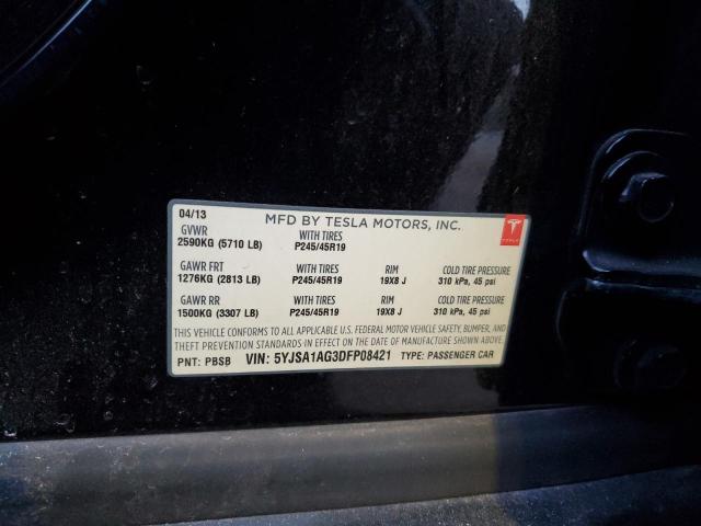 5YJSA1AG3DFP08421 - 2013 TESLA MODEL S BLACK photo 12