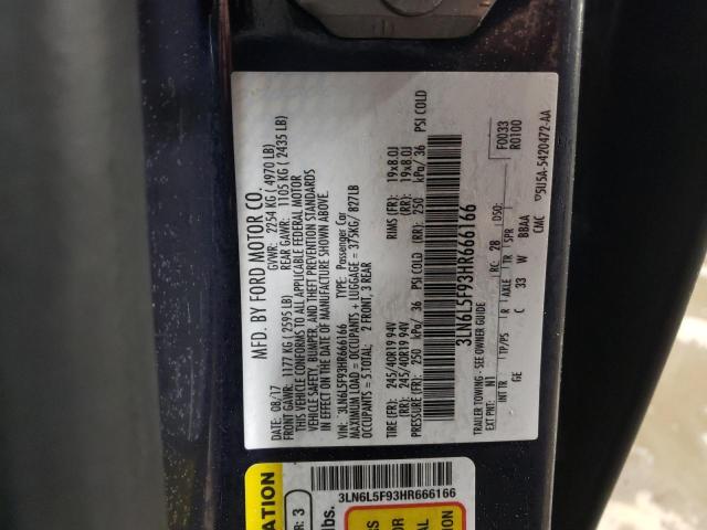 3LN6L5F93HR666166 - 2017 LINCOLN MKZ RESERVE ლურჯი ფოტო 12