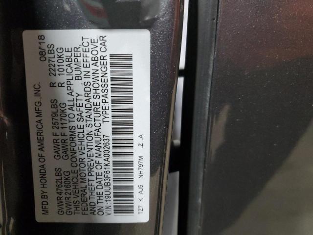 19UUB3F61KA002637 - 2019 ACURA TLX TECHNOLOGY 灰色 照片 13