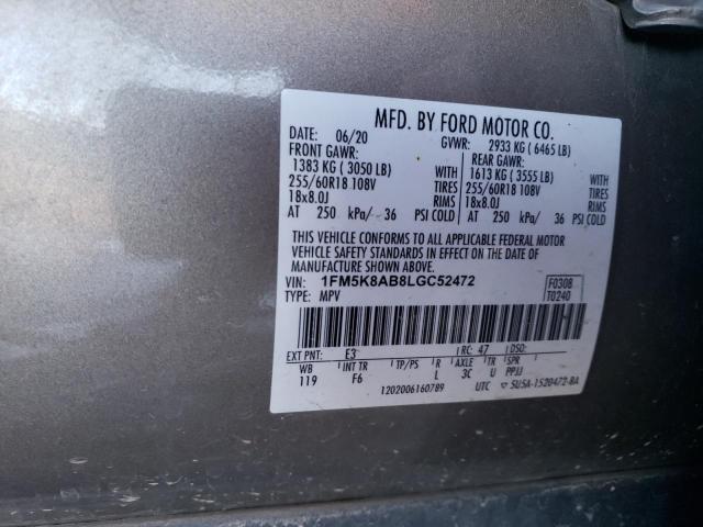 1FM5K8AB8LGC52472 - 2020 FORD EXPLORER POLICE INTERCEPTOR 棕色 照片 13