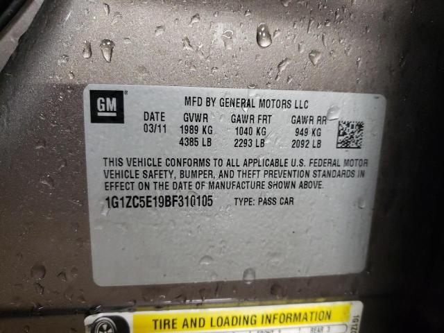 1G1ZC5E19BF310105 - 2011 CHEVROLET MALIBU 1LT ნაცრისფერი ფოტო 12