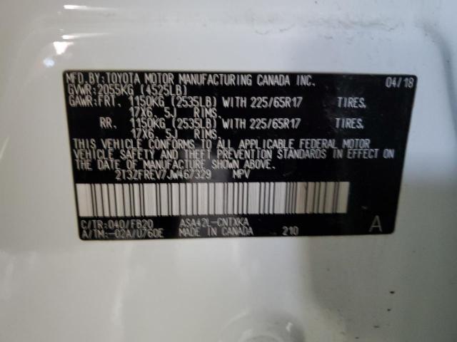 2T3ZFREV7JW467329 - 2018 TOYOTA RAV4 LE Ақ фото 13