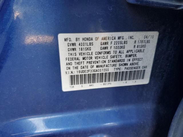 19UDE2F33GA007255 - 2016 ACURA ILX BASE WATCH PLUS BLUE photo 12