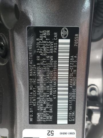 4T1G11AK9RU919806 - 2024 TOYOTA CAMRY SE NIGHT SHADE GRAY photo 12