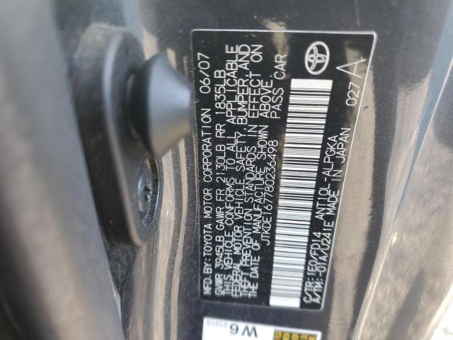 JTKDE167780236498 - 2008 TOYOTA SCION TC 灰色 照片 12
