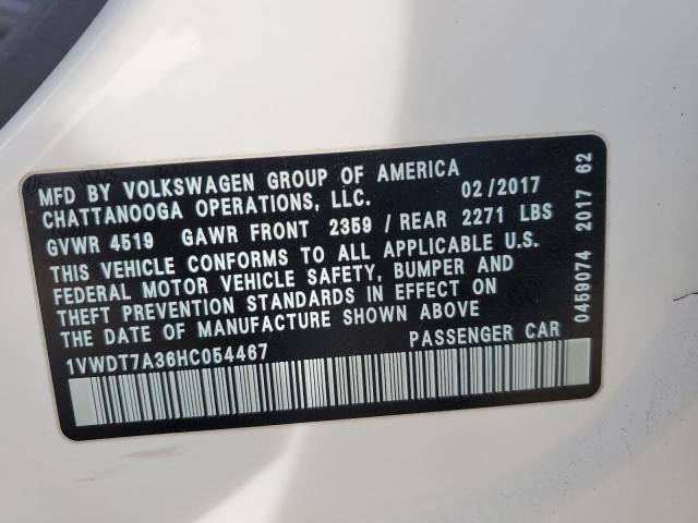 1VWDT7A36HC054467 - 2017 VOLKSWAGEN PASSAT R-LINE Սպիտակ լուսանկար 12