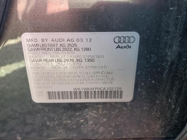 WA1WKAFP0CA102129 - 2012 AUDI Q5 PRESTIGE Boz foto 12