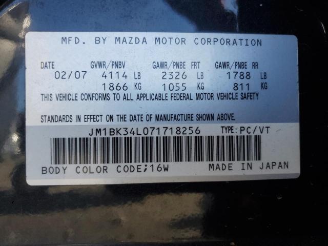 JM1BK34L071718256 - 2007 MAZDA SPEED 3 BLACK photo 12
