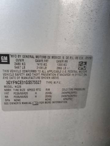 3GYFNCE31GS575527 - 2016 CADILLAC SRX PERFORMANCE COLLECTION Srebrny zdjęcie 12