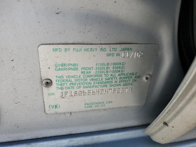 JF1SG65643H752879 - 2003 SUBARU FORESTER 2.5XS ვერცხლისფერი ფოტო 12