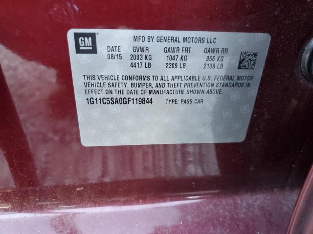 1G11C5SA0GF119844 - 2016 CHEVROLET MALIBU LIM LT 勃艮第红 照片 13