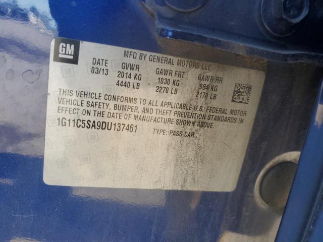 1G11C5SA9DU137461 - 2013 CHEVROLET MALIBU 1LT Көк фото 12